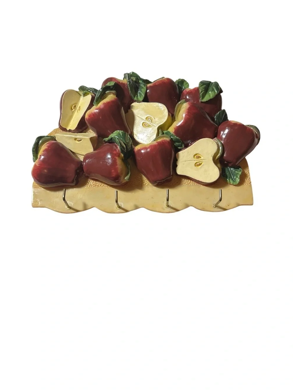KMC Apples 3-D Resin Wall Hanger Key Hook Measuring Spoon Towel Rack 8 1/2